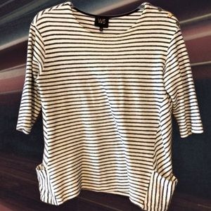 W5 Asymmetrical Striped Top pockets